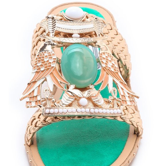 NEW Ivy Kirzhner Gold Tutankhamen Leather Sandals - Picture 1 of 15